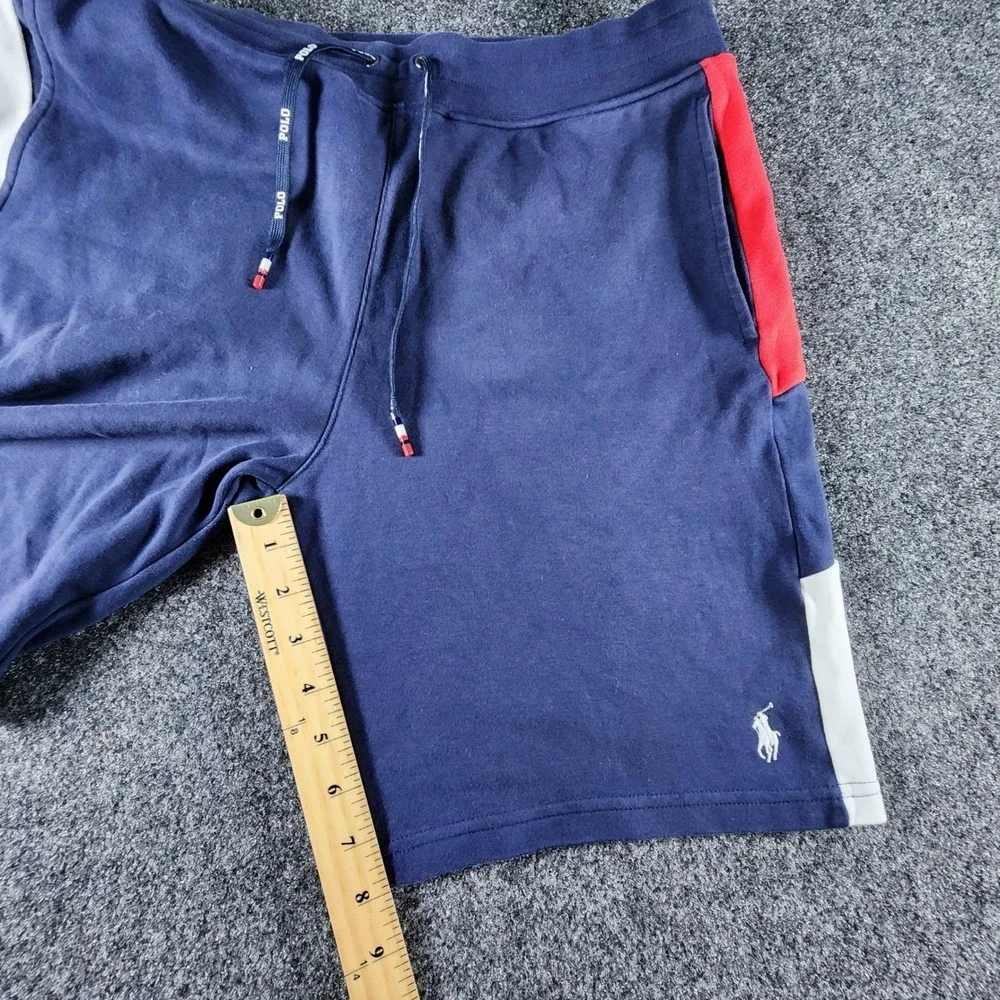 Polo‎ Ralph Lauren Mens Navy Blue Colorblock Fleece Shorts Medium Casual  EUC
